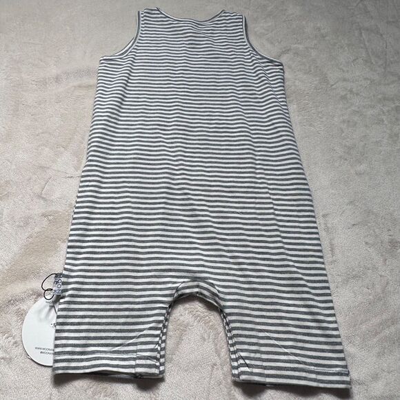 Moon + Beck Gray/White Striped 2/3T Sleeveless Kangaroo Pocket Romper New - Picture 5 of 8